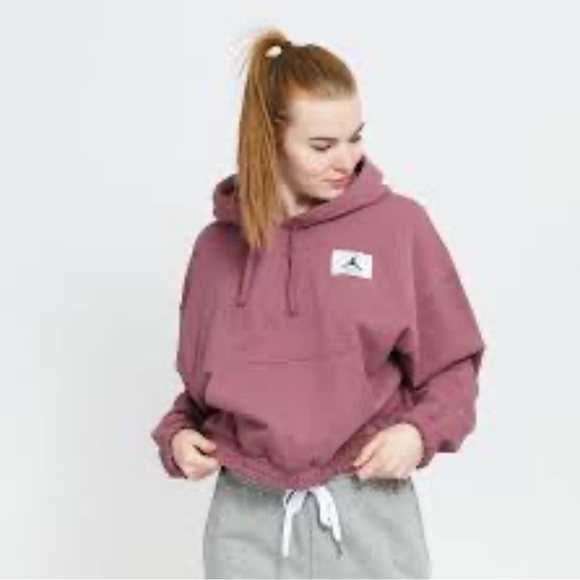 Jordan Essentials Flight hoodie light mulberry womens S 4-6 - Picture 2 of 6